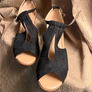 Black Wedge Sandals